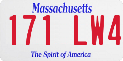 MA license plate 171LW4