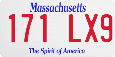 MA license plate 171LX9