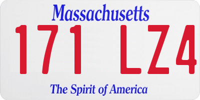 MA license plate 171LZ4