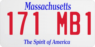 MA license plate 171MB1