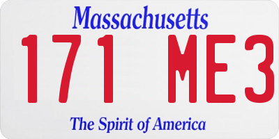 MA license plate 171ME3