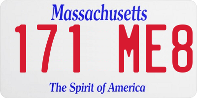 MA license plate 171ME8