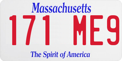 MA license plate 171ME9