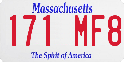 MA license plate 171MF8