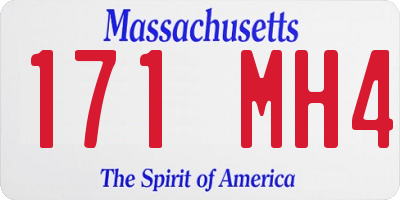 MA license plate 171MH4