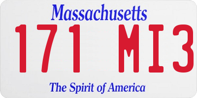 MA license plate 171MI3
