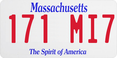 MA license plate 171MI7