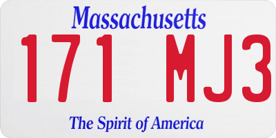 MA license plate 171MJ3