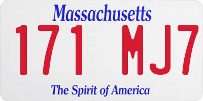 MA license plate 171MJ7