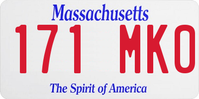 MA license plate 171MK0