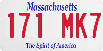 MA license plate 171MK7