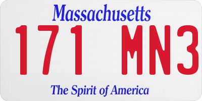MA license plate 171MN3