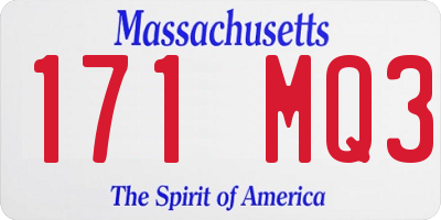 MA license plate 171MQ3