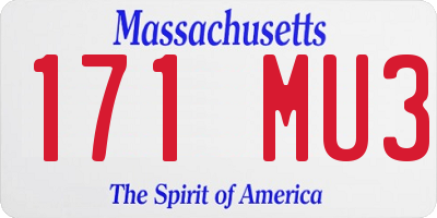 MA license plate 171MU3