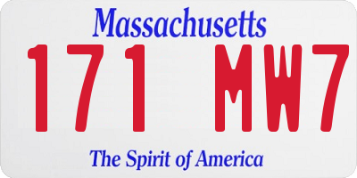 MA license plate 171MW7
