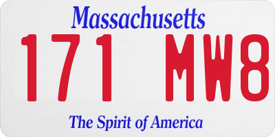 MA license plate 171MW8
