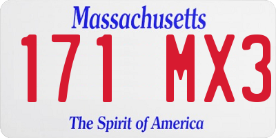 MA license plate 171MX3