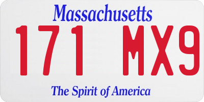 MA license plate 171MX9