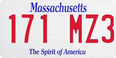 MA license plate 171MZ3