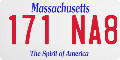 MA license plate 171NA8