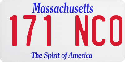 MA license plate 171NC0