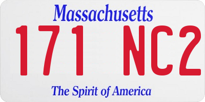 MA license plate 171NC2