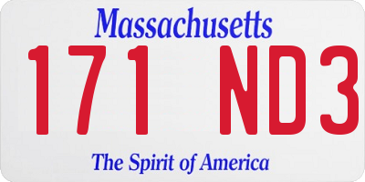 MA license plate 171ND3
