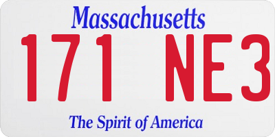 MA license plate 171NE3