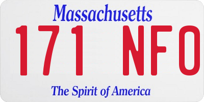 MA license plate 171NF0