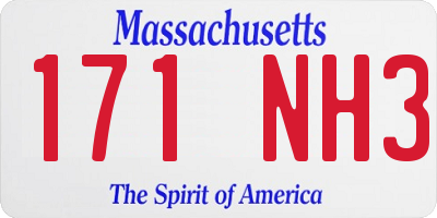 MA license plate 171NH3