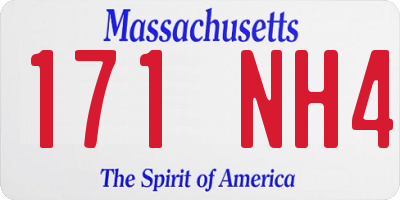 MA license plate 171NH4