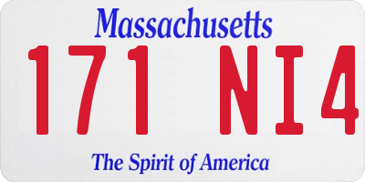 MA license plate 171NI4