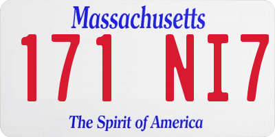 MA license plate 171NI7