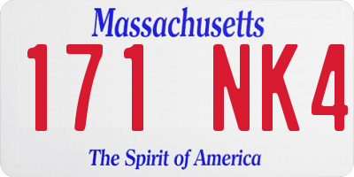 MA license plate 171NK4
