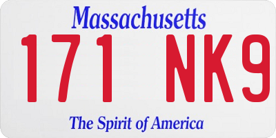 MA license plate 171NK9