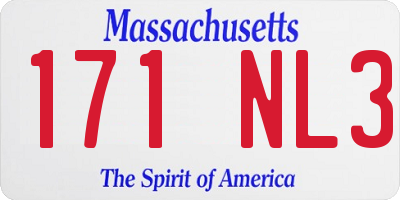 MA license plate 171NL3