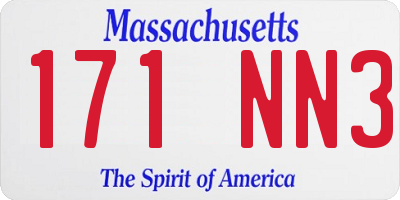 MA license plate 171NN3