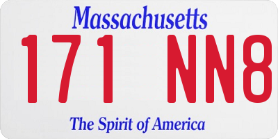 MA license plate 171NN8