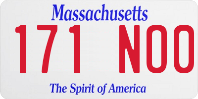 MA license plate 171NO0