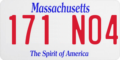 MA license plate 171NO4