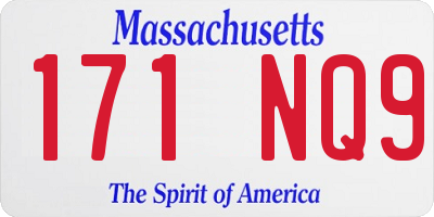 MA license plate 171NQ9