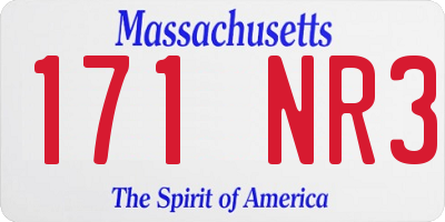MA license plate 171NR3