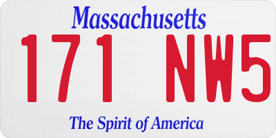 MA license plate 171NW5