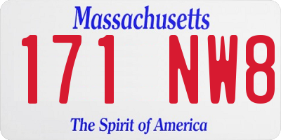 MA license plate 171NW8