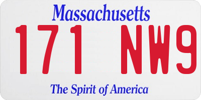 MA license plate 171NW9