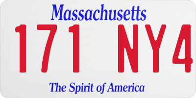 MA license plate 171NY4