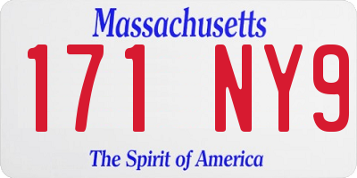 MA license plate 171NY9