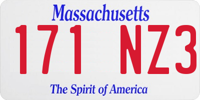 MA license plate 171NZ3
