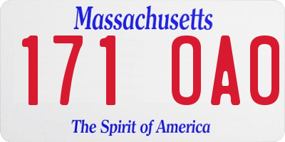 MA license plate 171OA0
