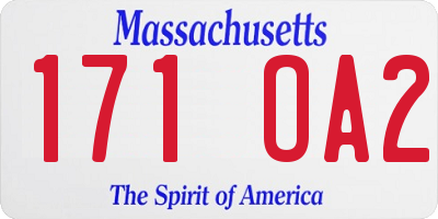 MA license plate 171OA2